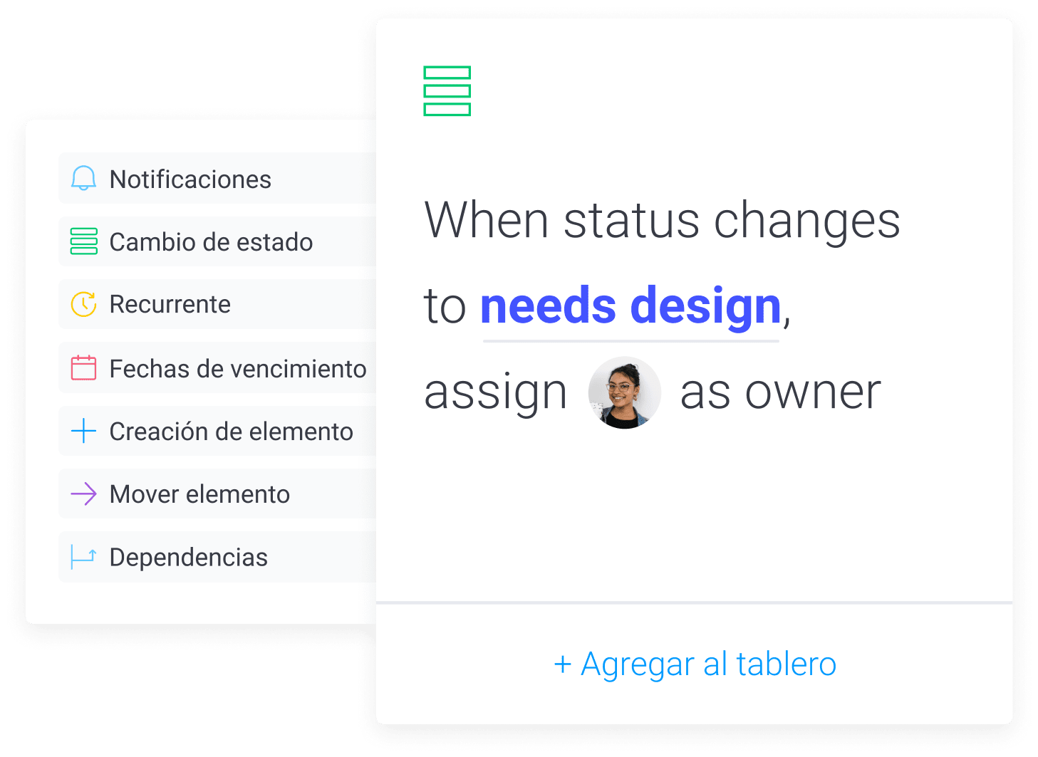 Ejemplo de automatización y categorías de automatizaciones